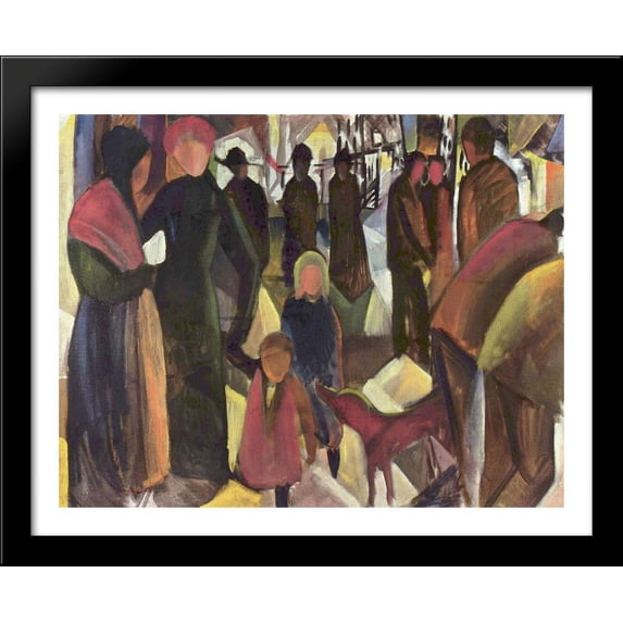 Farewell 34x28 Large Black Wood Framed Print Art by August Macke