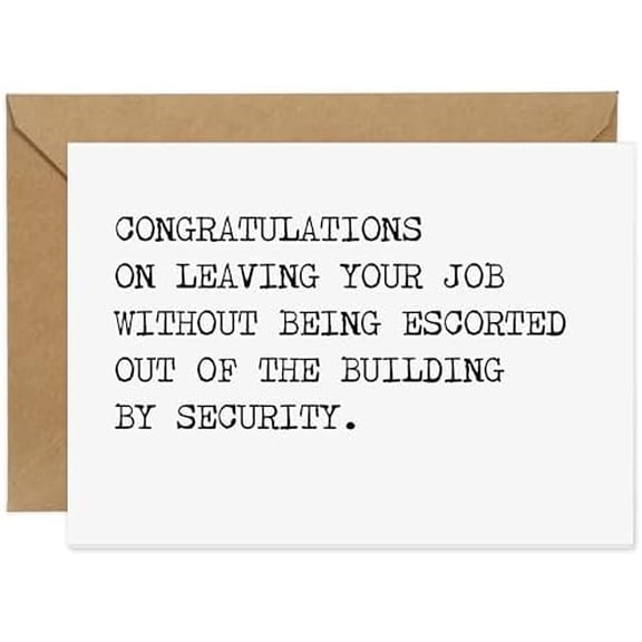 Farewell Cards For Coworkers - Not Escorted by Security Sarcastic Office Card, Funny Retirement Card For Coworker$$Office