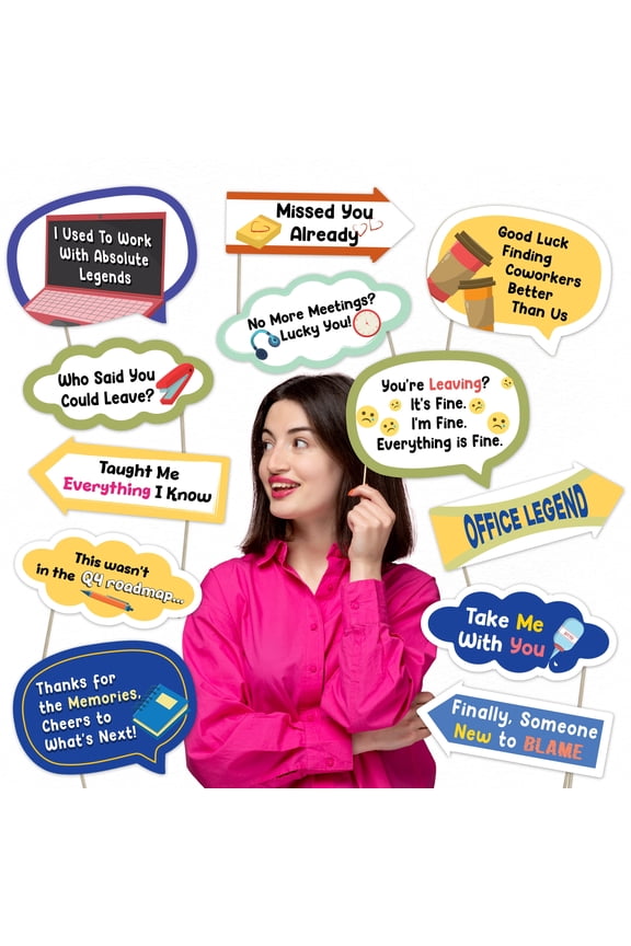 Farewell Coworker Photo Booth Props Set Fun Going Away Decorations for Office Parties and Team Goodbyes (12 pcs)