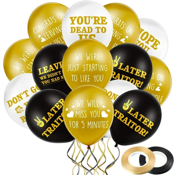 Farewell Fun Balloon Set - 45 Pieces of 12 Inch Office Goodbye Balloons in Black, Gold, and White for Colleagues, Retirement Parties, and Going Away Celebrations
