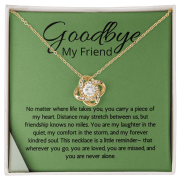 Farewell Necklace for Friend Moving Goodbye Present Love Knot Jewelry BFF Bestie Going Away Gift