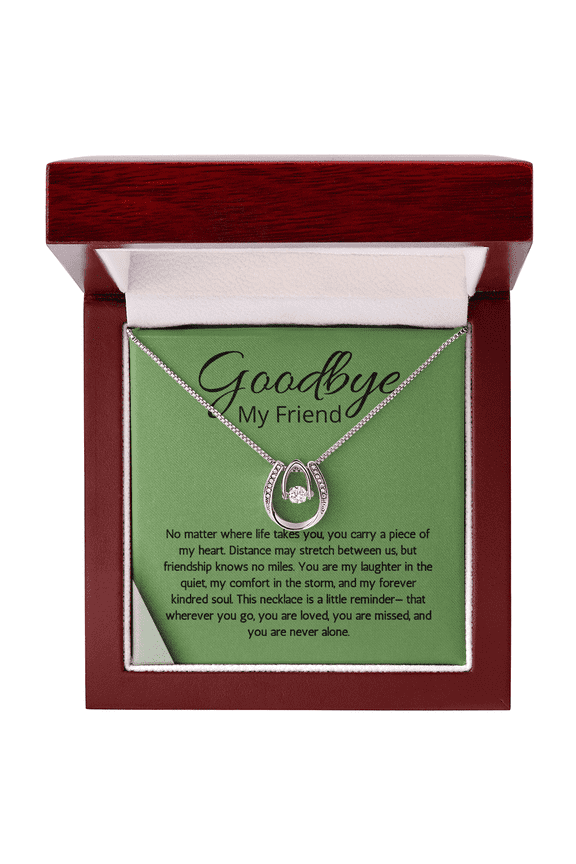 Farewell Necklace for Friend Moving Goodbye Present Lucky In Love Jewelry BFF Bestie Going Away Gift