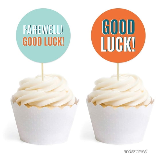 Farewell Retirement Party Decorations, Farewell! Good Luck!, Cupcake Toppers DIY Kit, 20-Pack