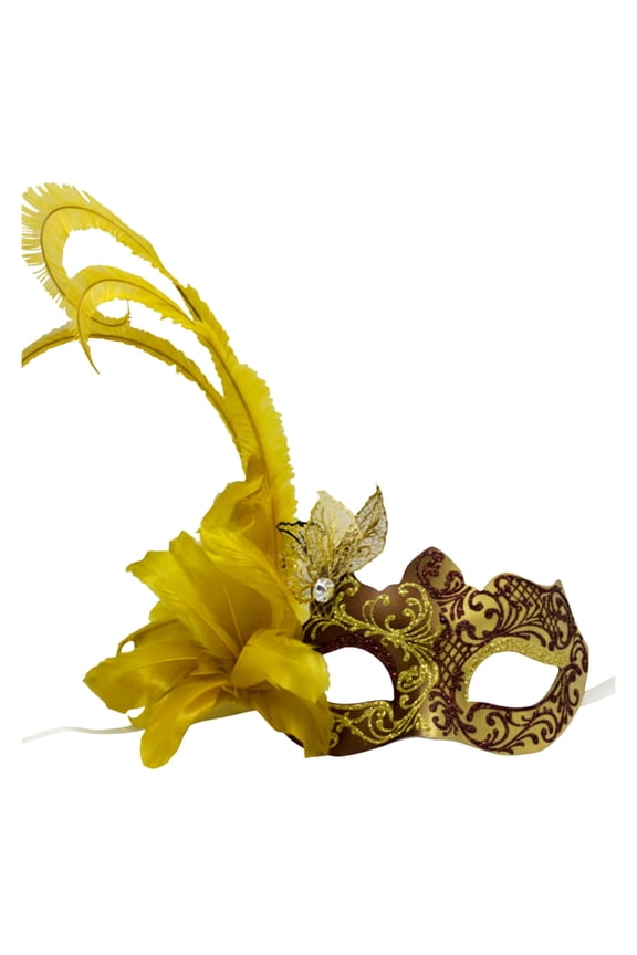 Farfallina with Metal Side Feather Brown/gold Adult Costume