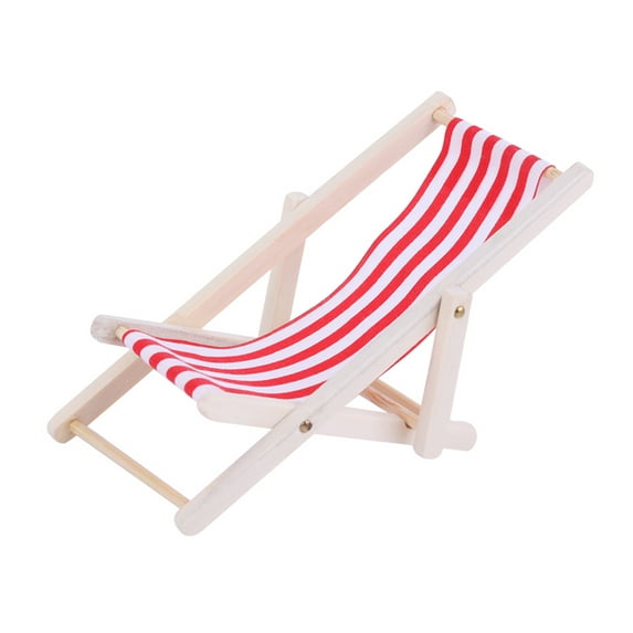 Farfi 1/12 Beach Chair Foldable Excellent Workmanship Mini Size Adorable Home Decor for Kids (Red)