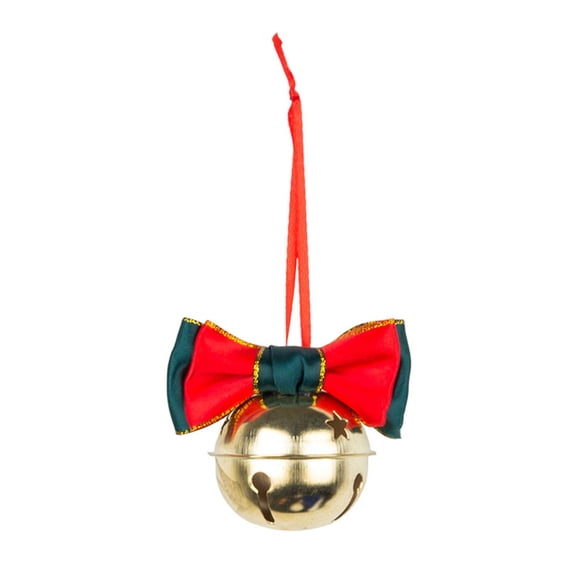 Farfi 1/4Pcs Christmas Bell Decorations Red Velvet Bowknot Decor Bell with Star Hollow Design Festive Atmosphere Outdoor Decoration(Type C)