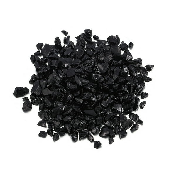 Farfi 1 Bag Crushed Stone Filler Beautiful Wear Resistant Coloured Glaze Mini Chips Decorative Rocks for Home (Black)