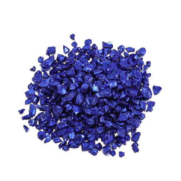 Farfi 1 Bag Crushed Stone Filler Beautiful Wear Resistant Coloured Glaze Mini Chips Decorative Rocks for Home (Blue)