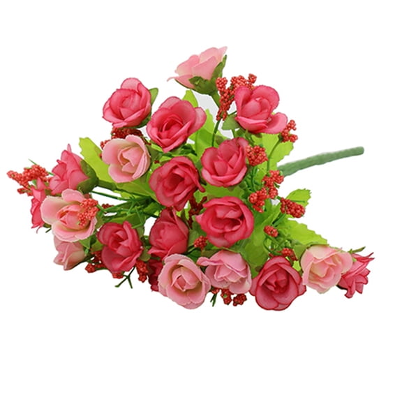 Farfi 1 Bouquet 21 Head Artificial Fake Rose Wedding Party Home Decoration Flower (Pink)