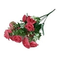 thumbnail image 1 of Farfi 1 Bouquet 5 Branches 15 Heads Artificial Rose Wedding Home Decor Faux Silk Flower (Pink), 1 of 13