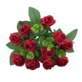 thumbnail image 1 of Farfi 1 Bouquet Artificial Rose 5 Branches 11 Heads Realistic Green Leaves Easy Care Non-withered Artificial Eucalyptus Faux Silk Rose Flower Balcony Decor (Red), 1 of 13