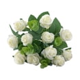 thumbnail image 1 of Farfi 1 Bouquet Artificial Rose 5 Branches 11 Heads Realistic Green Leaves Easy Care Non-withered Artificial Eucalyptus Faux Silk Rose Flower Balcony Decor (White), 1 of 13