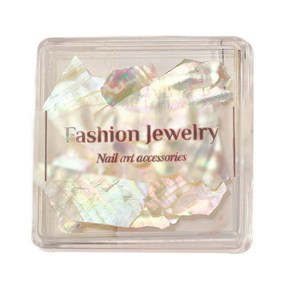 Farfi 1 Box Nail Decorations Ultra-thin Shiny Visual Effect Bright Color Safe Ingredients Wide Application Irregular Shape Eye-catching Dazzling Nail Shell Ornaments Nail Sequins (White)