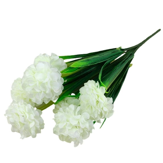 Farfi 1 Branch Faux Flower No-watering Fresh-keeping 7 Heads Indoor Outdoor Elegant Fake Hydrangea Flower Party Decor (White)