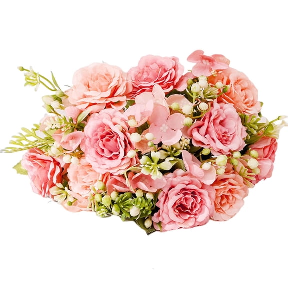 Farfi 1 Bunch Artificial Flower Realistic Looking 5 Forks Simulation Peony Flower Wedding Decoration Home Decor (Pink)