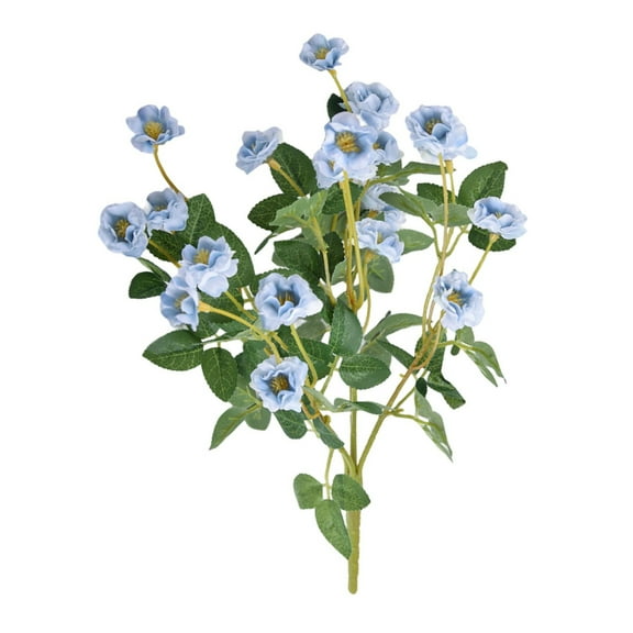 Farfi 1 Bunch Artificial Flower Realistic Looking Easy Care Faux Silk Cloth Simulation Chinese Rose DIY Vase Arrange Flowers Home Decor (Blue)