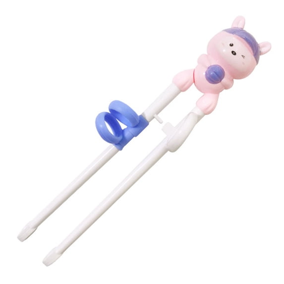 Farfi 1 Pair Children Chopsticks Food Grade with Ring Smooth Surface Easy to Use Widened Non-slip Chopstick Tips Training Animal Design Toddler Chopsticks for Home (Type C)