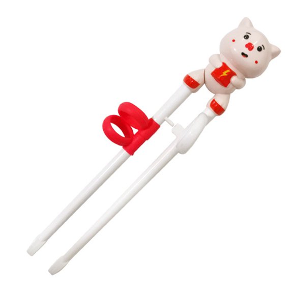 Farfi 1 Pair Children Chopsticks Food Grade with Ring Smooth Surface Easy to Use Widened Non-slip Chopstick Tips Training Animal Design Toddler Chopsticks for Home (Type A)