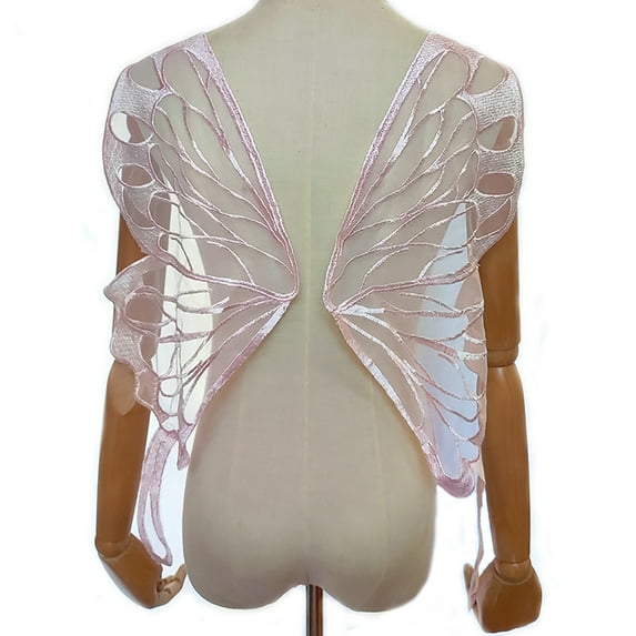 Farfi 1 Pair Lace Neckline Collars Soft Fabric Butterfly Wing Design Tear-resistant DIY Back Collars for Sewing Shop (Light Pink)