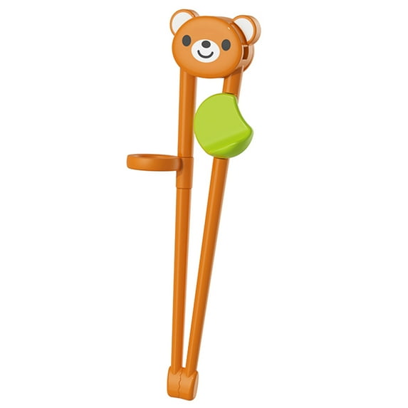 Farfi 1 Pair Training Chopsticks Comfortable Grip Chewable Ergonomic Design Widen Head Cartoon Eating Train Easy to Clean Cute Bear Kids Food Grade Learning Chopsticks Kitchen Utensils (Yellow)