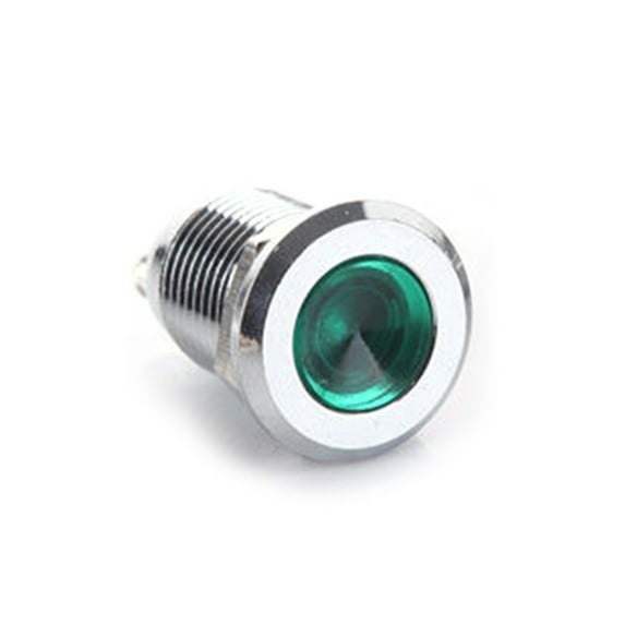 Farfi 1 Pc 12mm 6/12/24/220V Mini Signals Power Supply LED Metal Indicator Light Lamp (Green,220V)
