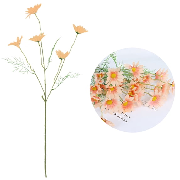 Farfi 1 Pc 5 Heads Artificial Plant Vivid Faux Silk Flower Easy to Maintain Simulation Flower Home Decor (Champagne)