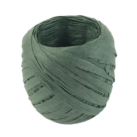 Farfi 1 Roll Paper Ribbon Wear-resistant Multi-Purpose 17 Colors Raffia Ribbon Paper Rope for Gift (Army Green)
