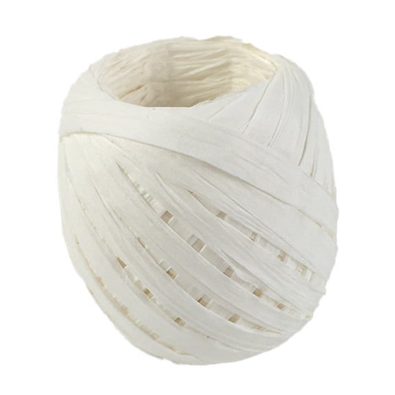 Farfi 1 Roll Paper Ribbon Wear-resistant Multi-Purpose 17 Colors Raffia Ribbon Paper Rope for Gift (White)