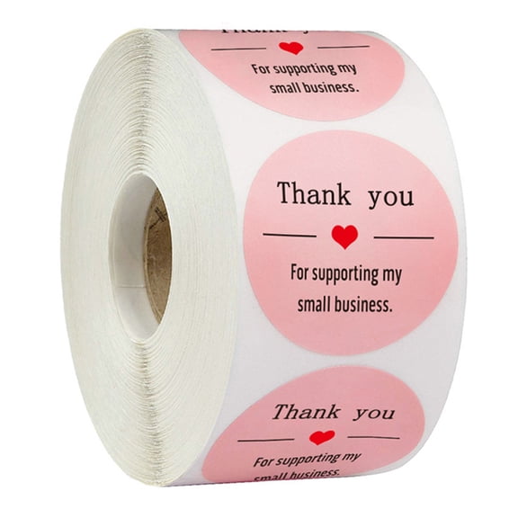 Farfi 1 Roll Round Thank You Label Stickers Easy to Stick PVC Convenient DIY Stickers for Scrapbooking (Type 1)
