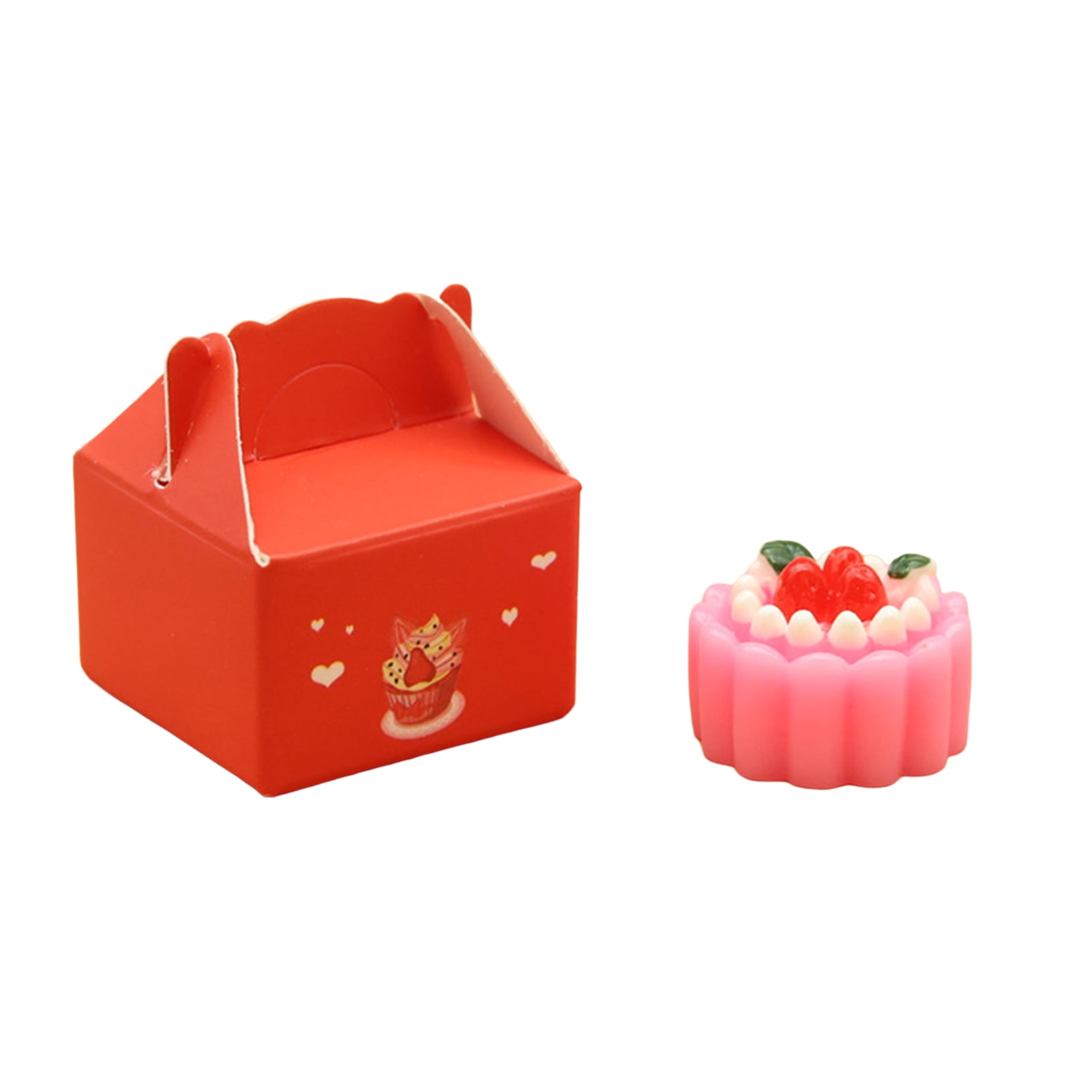 Farfi 1 Set Dollhouse Cake Realistic Cute Pretend Play Boxed Cake Doll ...