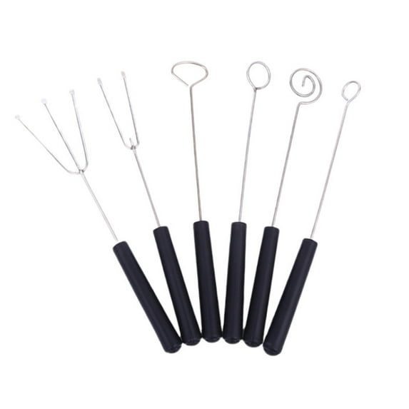 Farfi 1 Set Non-slip Chocolate Dipping Tool Anti-rust Stainless Steel Saucier Drizzle Culinary Decorating Tools for Home (6pcs)
