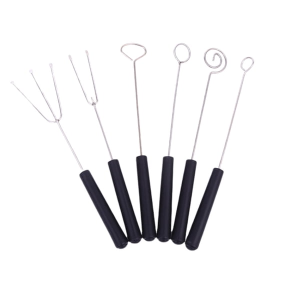 Farfi 1 Set Non-slip Chocolate Dipping Tool Anti-rust Stainless Steel Saucier Drizzle Culinary Decorating Tools for Home (6pcs)