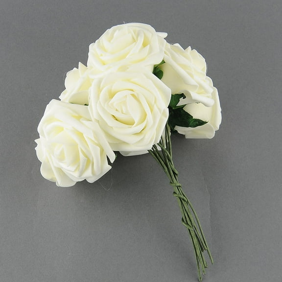 Farfi 10 Pcs Artificial Fake PE Rose Flower DIY Bridal Wedding Home Party Decoration (Ivory)