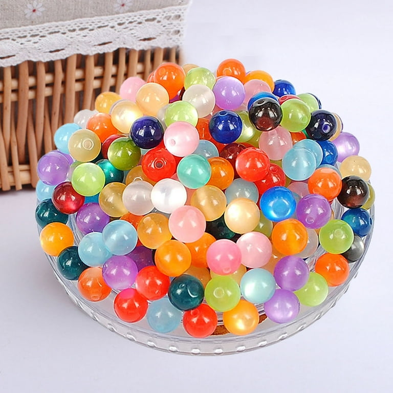 Farfi 100Pcs 8/10/12mm Colorful Round Resin DIY Handmade Charming Beads  Jewelry Accessories for Formal Dress