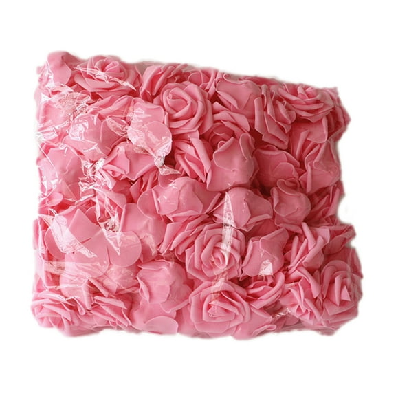 Farfi 100Pcs Artificial Flower Beautiful Solid Color PE Foam Wedding Simulation Foam Rose for Party (Dark Pink)