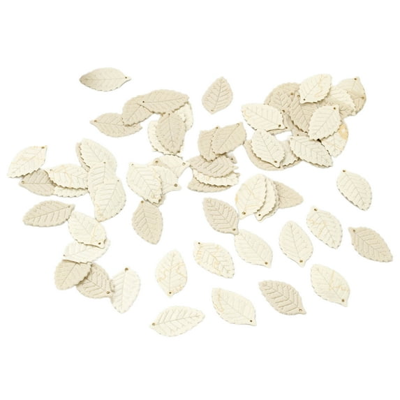 Farfi 100Pcs Artificial Leaves Realistic Fresh-keeping Colorful Versatile Embossing Mini Fabric Leaves Photography Props (White)