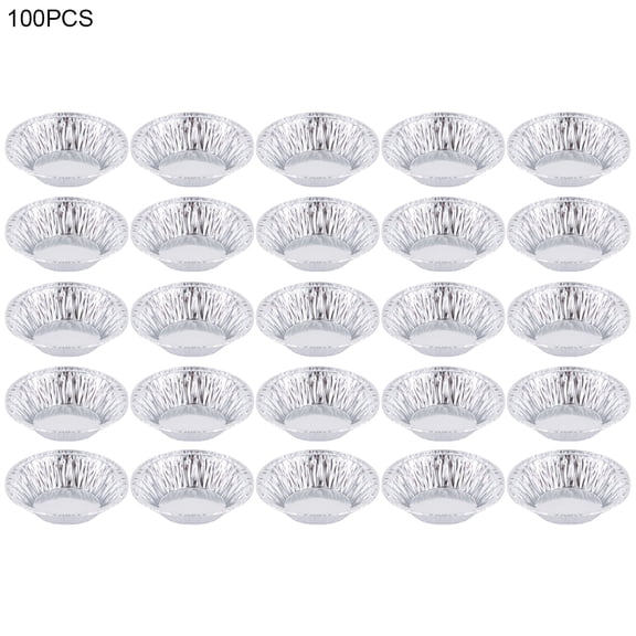 Farfi 100Pcs Disposable Round Egg Tart Mold Cupcake Cookie Mould Kitchen Baking Tools (Silver)