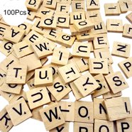 Zeaya 100-Piece Wooden Scrabble Tiles Set - Mixed Colors & Letters - 18x20mm Varnished Alphabet Tiles For Crafts, Games, & Decor