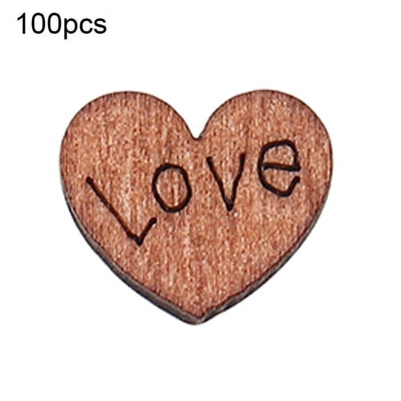 Farfi 100Pcs Wooden Love Heart Button Wedding Table Scatter Confetti Decoration Crafts