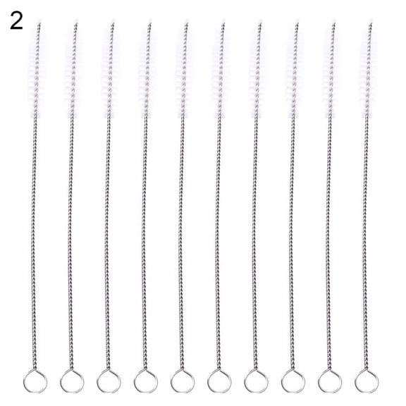Farfi 10Pcs Bottle Straw Brush Convenient Flexible Stainless Steel Practical Kitchen Pipe Tube Cleaner for Home (Type 2)