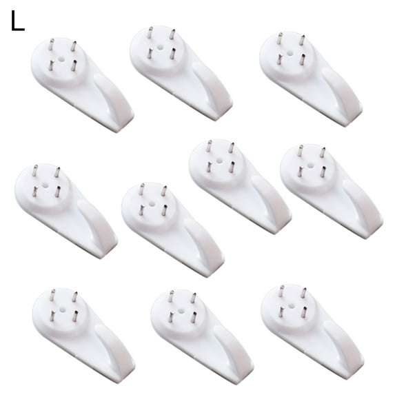 Farfi 10Pcs Mini Powerful Tracelss Wall Mounted Hanging Nail Hooks Removable Hanger (Size L)