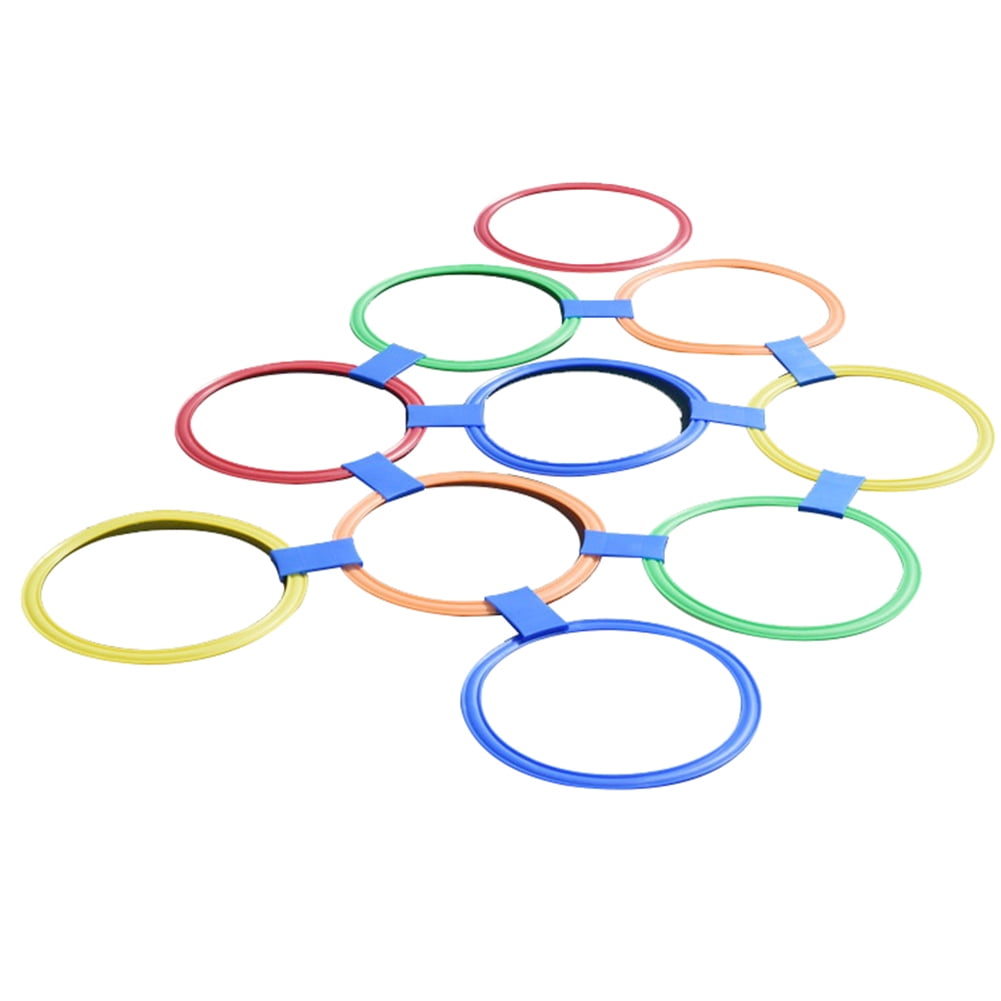 Farfi 10Pcs Outdoor Kids Hopscotch Game Jumping Plastic Ring Integration Training Toy