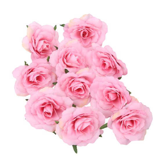 Farfi 10Pcs/Set Simulation Flower Head Vivid Long Lasting Multi-functional Artificial Rose Flower Heads for Wedding (Pink)
