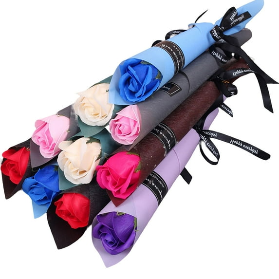 Farfi 10Pcs Soap Flower Gorgeous Exquisite Workmanship Realistic Multicolor Fresh Keeping Artificial Flower Home Decoration (Random Color)