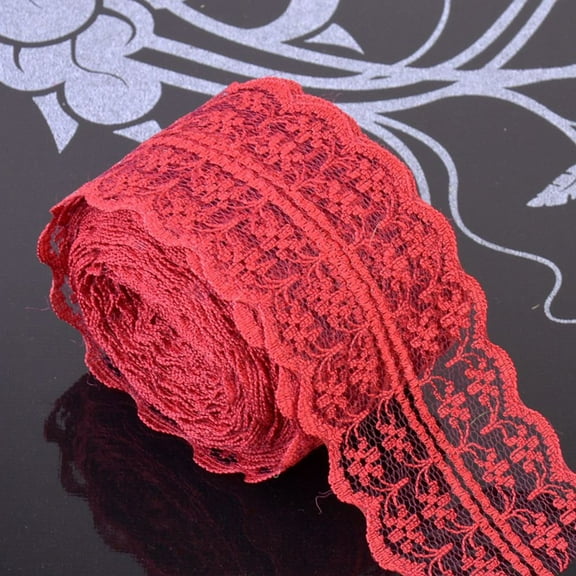 Farfi 10m Embroidered Lace Trim Ribbon Band Clothes Handicraft DIY Sewing Decoration (Red)