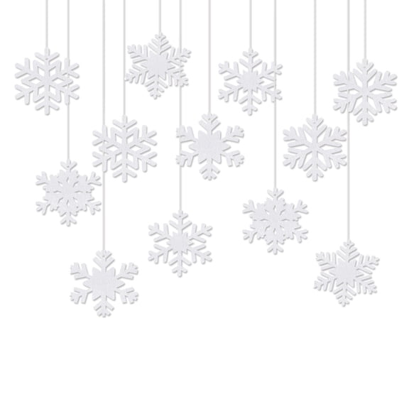 Farfi 12 Pcs Felt Snowflake Christmas Ornaments White Snowflake Hanging Decoration for Winter Tree Mantel Wall Home Party Decor(White)