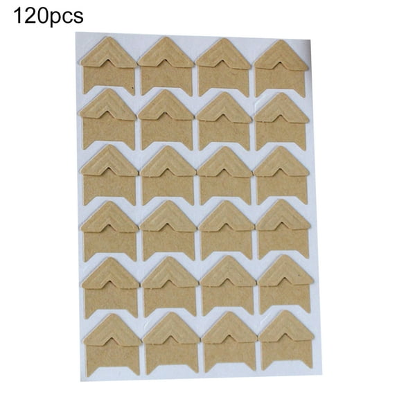 Farfi 120Pcs Self-Adhesive Photo Frame Corner Sticker Craft Scrapbook Album Decor (Kraft Paper)