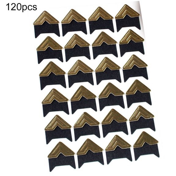 Farfi 120Pcs Self-Adhesive Photo Frame Corner Sticker Set Scrapbook Album Decor (Golden)