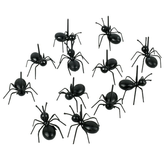 Farfi 12Pcs Fruit Fork Food Grade Not Easily Broken Cartoon Ant Shape Food Stick Bento Fork Table Decor (Black)
