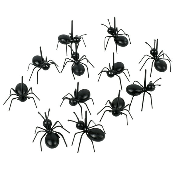 Farfi 12Pcs Fruit Fork Food Grade Not Easily Broken Cartoon Ant Shape Food Stick Bento Fork Table Decor (Black)